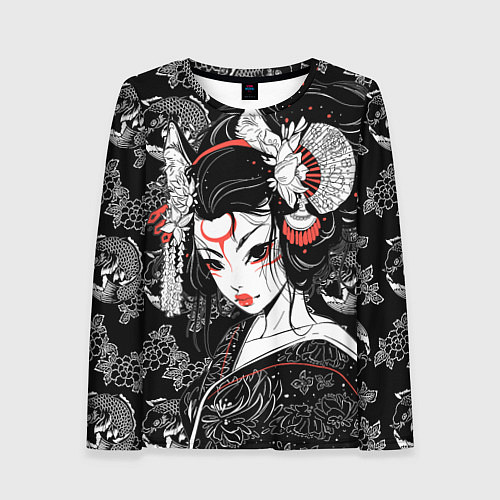 Женский лонгслив Гейша - кошка / 3D-принт – фото 1