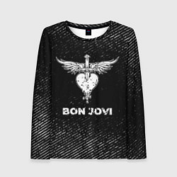 Женский лонгслив Bon Jovi с потертостями на темном фоне