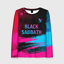 Женский лонгслив Black Sabbath - neon gradient: символ сверху