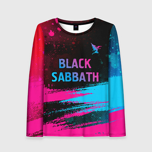Женский лонгслив Black Sabbath - neon gradient: символ сверху / 3D-принт – фото 1