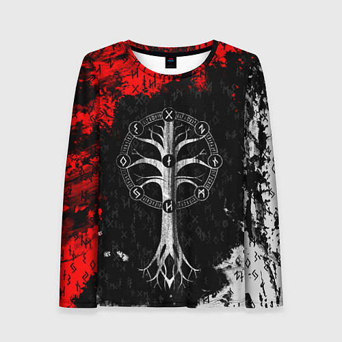 Женский лонгслив Руны девяти миров мирового древа / 3D-принт – фото 1