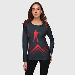 Лонгслив женский Красный символ Counter Strike на темном фоне со ст, цвет: 3D-принт — фото 2