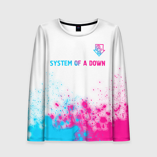Женский лонгслив System of a Down neon gradient style: символ сверх / 3D-принт – фото 1
