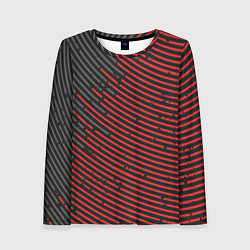 Лонгслив женский Красно-серые круги, цвет: 3D-принт