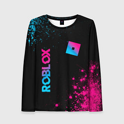 Лонгслив женский Roblox - neon gradient: надпись, символ, цвет: 3D-принт