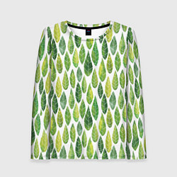 Лонгслив женский Акварельные листья, цвет: 3D-принт