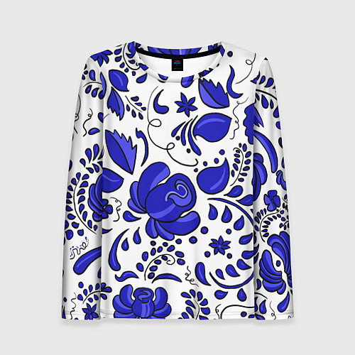 Женский лонгслив Гжель / 3D-принт – фото 1