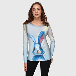 Лонгслив женский Синий кролик на фоне неба, цвет: 3D-принт — фото 2