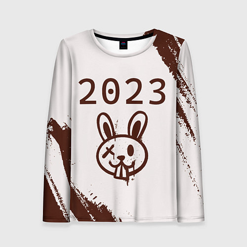 Женский лонгслив НГ Кролик в стиле граффити на светлом / 3D-принт – фото 1
