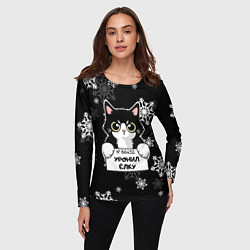 Лонгслив женский Уронил ёлку - кот, цвет: 3D-принт — фото 2