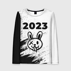Лонгслив женский Кролик НГ в стиле граффити на светлом, цвет: 3D-принт