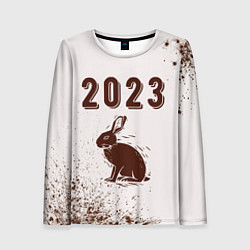 Лонгслив женский 2023 Кролик силуэт на светлом, цвет: 3D-принт