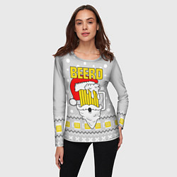 Лонгслив женский Свитер с пивом beerd, цвет: 3D-принт — фото 2