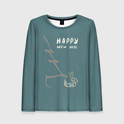Лонгслив женский Леттеринг с новым 2023 годом кролика, цвет: 3D-принт