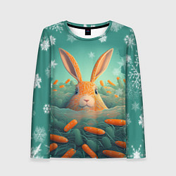 Лонгслив женский Кролик в море моркови, цвет: 3D-принт