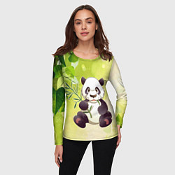 Лонгслив женский Панда на фоне листьев, цвет: 3D-принт — фото 2