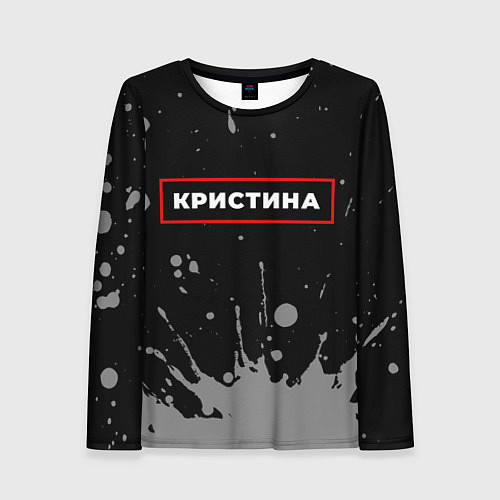 Женский лонгслив Кристина - в красной рамке на темном / 3D-принт – фото 1