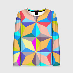 Лонгслив женский Полностью разноцветный ромбический паттерн, цвет: 3D-принт