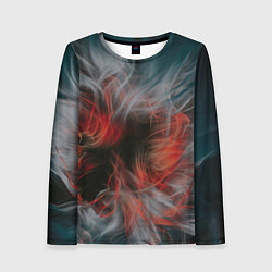 Лонгслив женский Абстрактные волны красок и дыма во тьме, цвет: 3D-принт