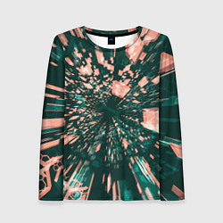 Лонгслив женский Абстрактные полупрозрачные летящие блоки, цвет: 3D-принт