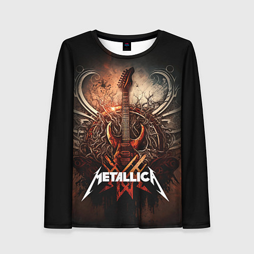 Женский лонгслив Metallica гитара и логотип / 3D-принт – фото 1