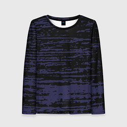 Лонгслив женский Синие кляксы на чёрном, цвет: 3D-принт