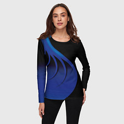 Лонгслив женский Синие щупальца на чёрном, цвет: 3D-принт — фото 2