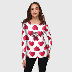Лонгслив женский Сердца из краски - паттерн на день святого валенти, цвет: 3D-принт — фото 2
