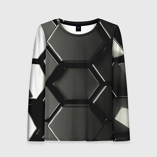 Женский лонгслив Хромированный гексагон объемный / 3D-принт – фото 1