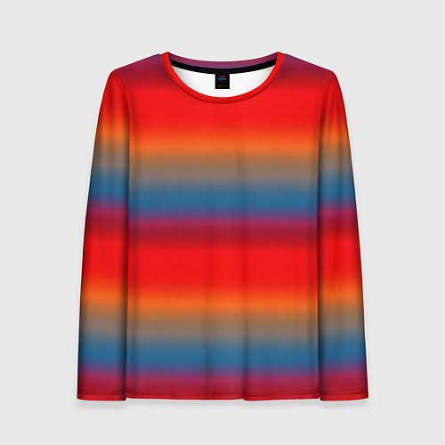 Женский лонгслив Оранжево-синие размытые полосы / 3D-принт – фото 1