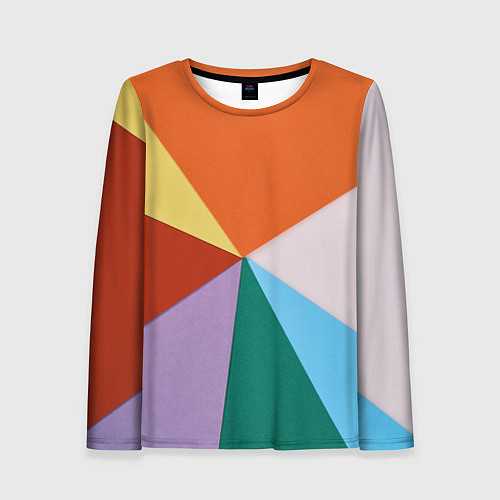 Женский лонгслив Разноцветные пересекающиеся треугольники / 3D-принт – фото 1