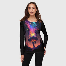 Лонгслив женский Огненное дерево в звездном лесу, цвет: 3D-принт — фото 2