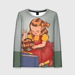 Лонгслив женский Девочка с виниловой пластинкой - рождена быть звез, цвет: 3D-принт