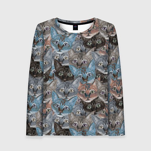 Женский лонгслив Паттерн с котиками / 3D-принт – фото 1