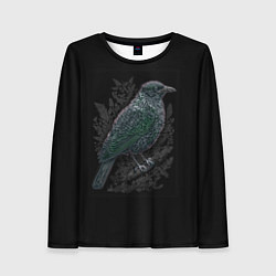 Женский лонгслив Чёрный Ворон птица тёмная