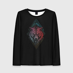 Лонгслив женский Неоновый разноцветный волк, цвет: 3D-принт