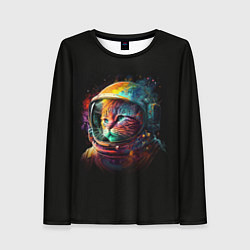 Лонгслив женский Кот в скафандре - космонавт, цвет: 3D-принт