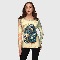 Лонгслив женский Синий дракон, цвет: 3D-принт — фото 2
