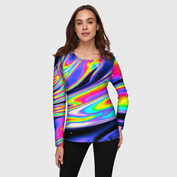 Лонгслив женский Жидкость радужные разводы, цвет: 3D-принт — фото 2