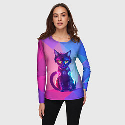 Лонгслив женский Кибер кошка, цвет: 3D-принт — фото 2