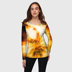 Лонгслив женский Ярко-жёлтое свечение и пиксели, цвет: 3D-принт — фото 2