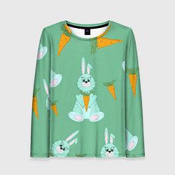 Женский лонгслив Зайка с морковкой паттерн