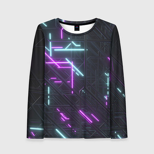 Женский лонгслив Неоновые полосы / 3D-принт – фото 1