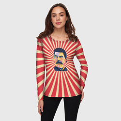 Лонгслив женский Сталин полигональный, цвет: 3D-принт — фото 2