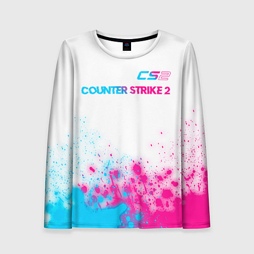 Женский лонгслив Counter Strike 2 neon gradient style: символ сверх / 3D-принт – фото 1