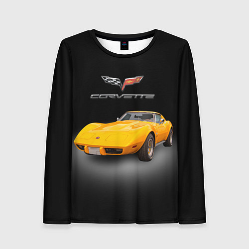 Женский лонгслив Американский спорткар Chevrolet Corvette Stingray / 3D-принт – фото 1