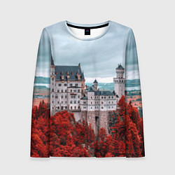 Лонгслив женский Замок в горах и красный лес, цвет: 3D-принт