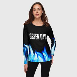 Лонгслив женский Green Day blue fire, цвет: 3D-принт — фото 2