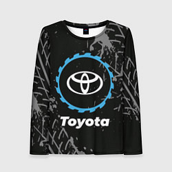 Лонгслив женский Toyota в стиле Top Gear со следами шин на фоне, цвет: 3D-принт