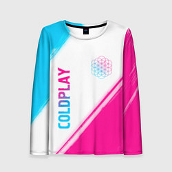 Женский лонгслив Coldplay neon gradient style: надпись, символ